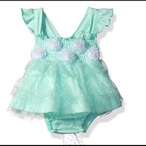 🦌 Little Lass Mint Green Tutu Dress Romper 6 months